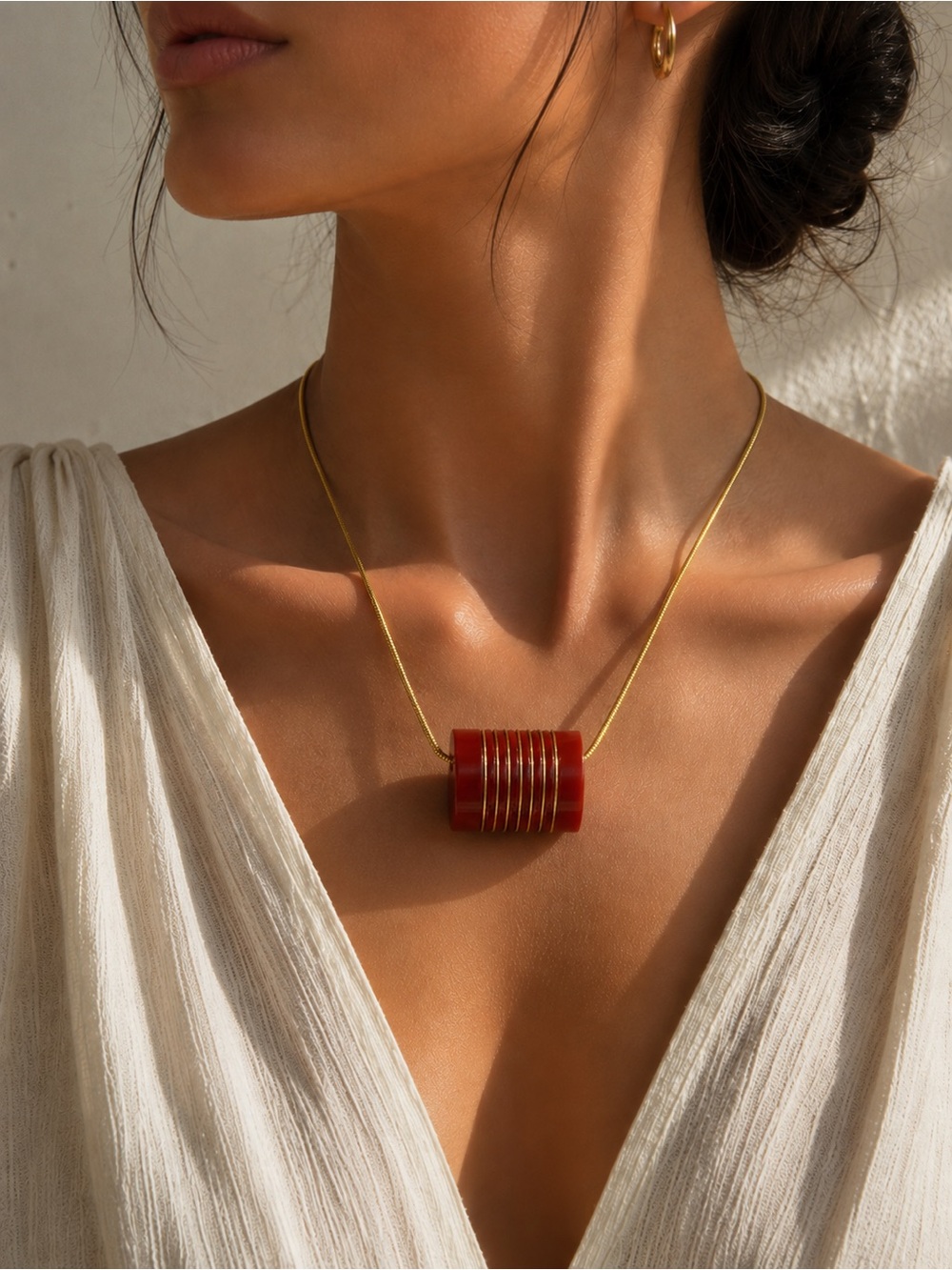 TRIFARI |Vintage Artdeco Amber and Gold tone Pendant Necklace